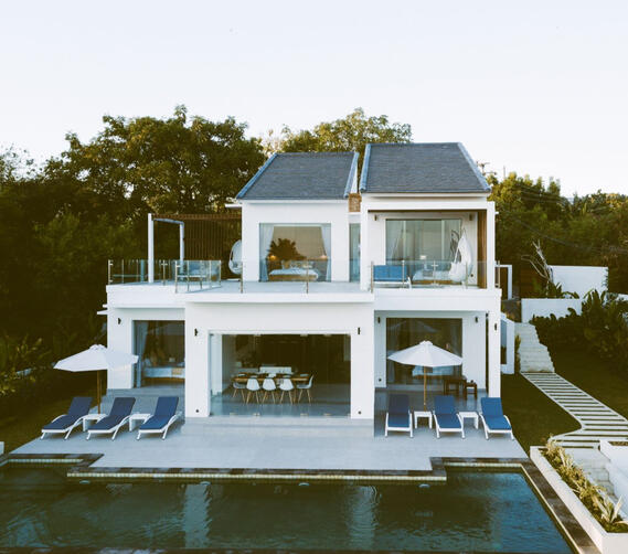 Rooftop sun terrace with shaded lounges